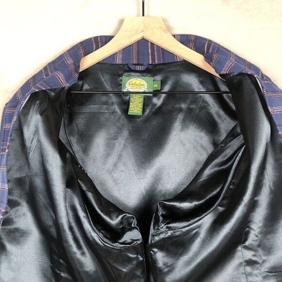 VTG CABELA'S Jacket Women's 2XL XXL Blue Stripe Woven Zip Pockets Lined Cotton - Picture 14 of 15